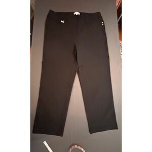 Nanette Lepore Black Gold Hardware Dress Pants XL Stretch Trousers EUC